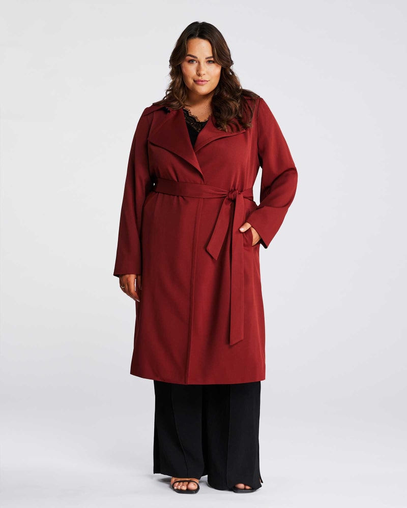 Red plus size trench coat outlet